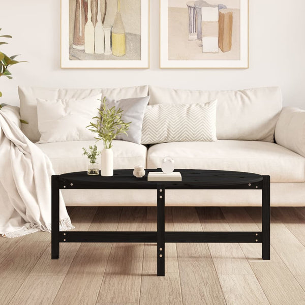 Schwarzer Couchtisch Kiefer Massivholz 118 cm
