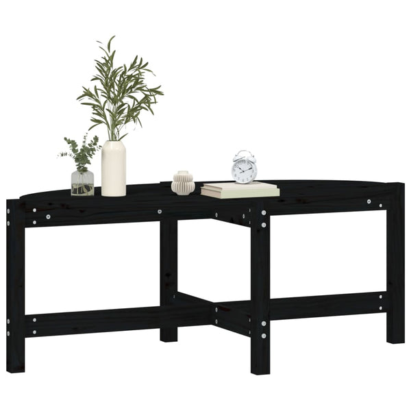 Schwarzer Couchtisch Kiefer Massivholz 118 cm