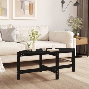 Schwarzer Couchtisch Kiefer Massivholz 118 cm