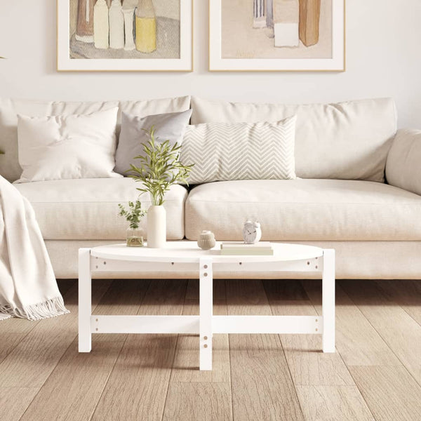 Weißer Couchtisch Kiefer Massivholz 87x48 cm
