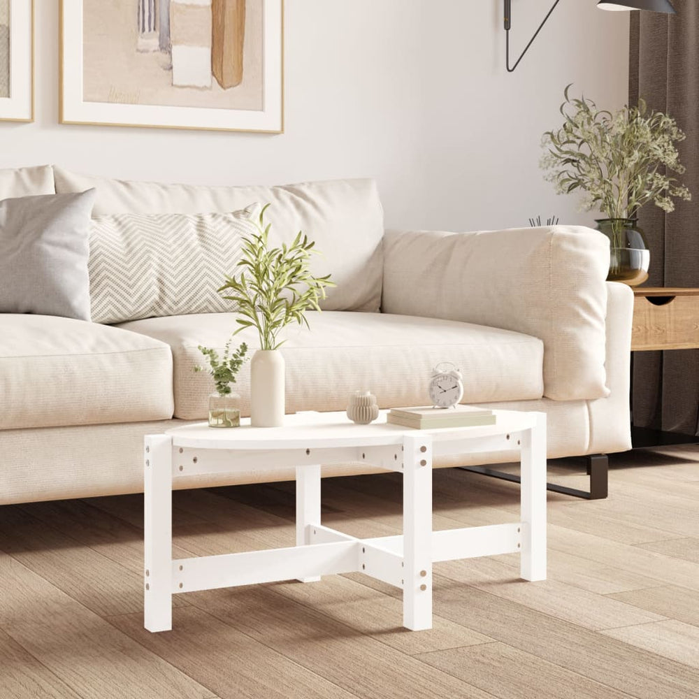 vidaXL Coffee Table White 87x48x35 cm Solid Pine Wood