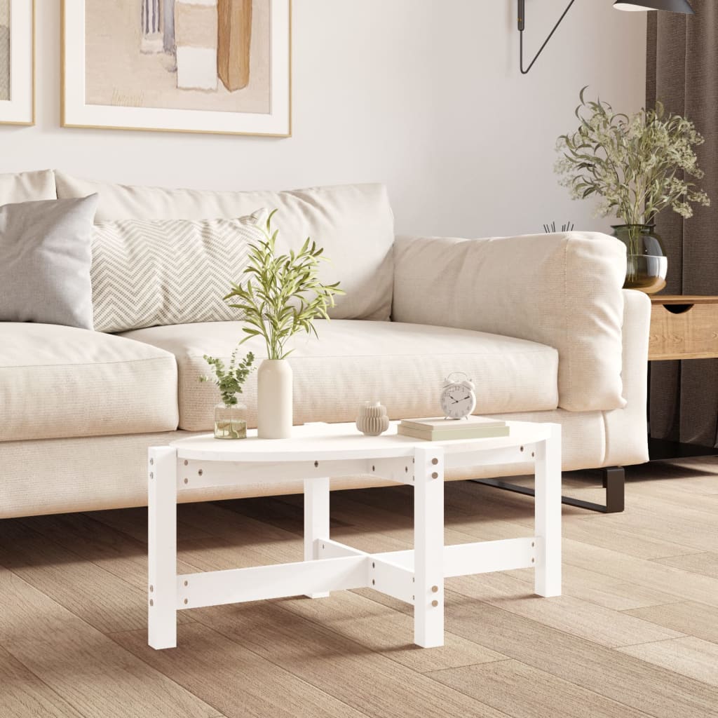 Weißer Couchtisch Kiefer Massivholz 87x48 cm