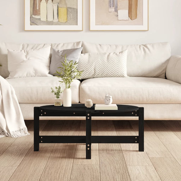Schwarzer Couchtisch Kiefer Massivholz 87x48 cm