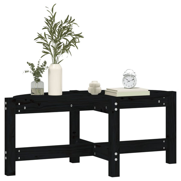 Schwarzer Couchtisch Kiefer Massivholz 87x48 cm