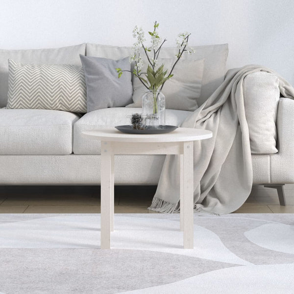 Weißer Couchtisch Kiefer Massivholz Ø 55cm