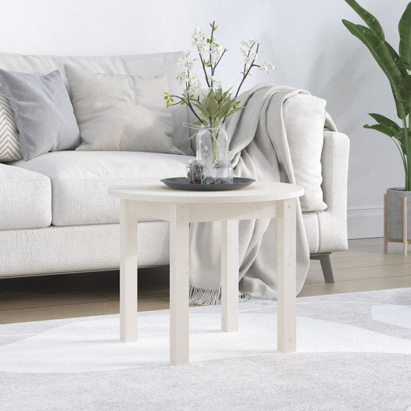 Weißer Couchtisch Kiefer Massivholz Ø 55cm