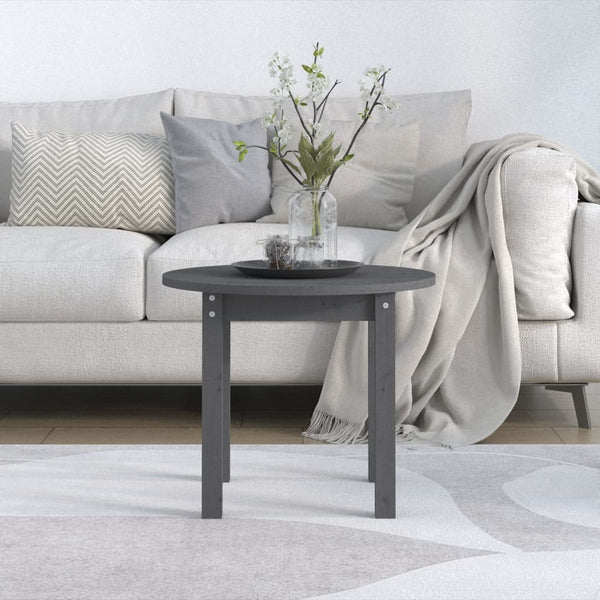 Grauer Couchtisch Ø 55cm Kiefer Massivholz
