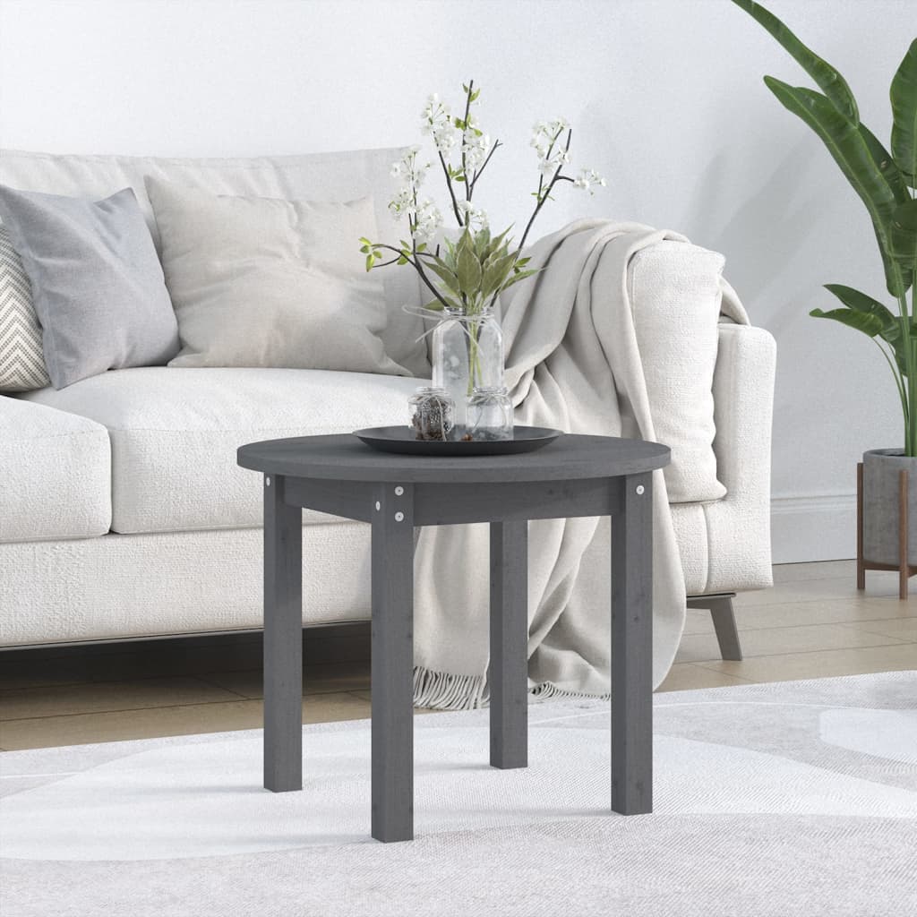 Grauer Couchtisch Ø 55cm Kiefer Massivholz