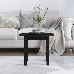 Schwarzer Couchtisch Kiefer Massivholz Ø 55cm