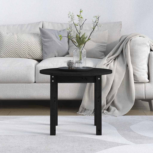 Schwarzer Couchtisch Kiefer Massivholz Ø 55cm