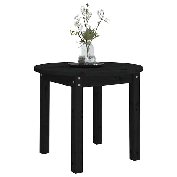 Schwarzer Couchtisch Kiefer Massivholz Ø 55cm