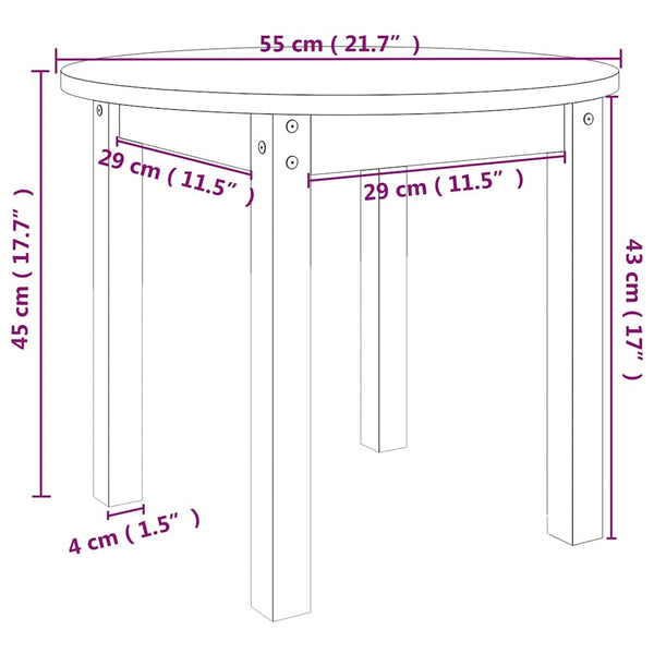 Schwarzer Couchtisch Kiefer Massivholz Ø 55cm