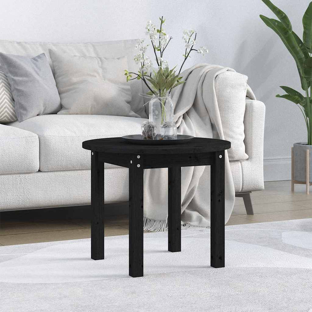 vidaXL Coffee Table Black Ø 55x45 cm Solid Pine Wood