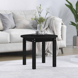 Schwarzer Couchtisch Kiefer Massivholz Ø 55cm