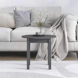 Grauer Couchtisch Kiefer Massivholz Ø 45cm
