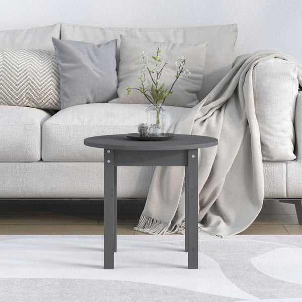 Grauer Couchtisch Kiefer Massivholz Ø 45cm