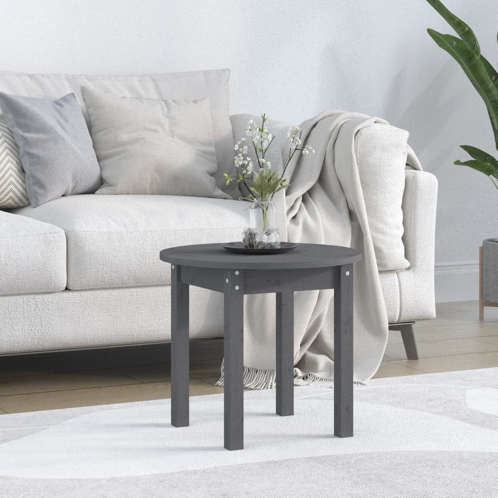 vidaXL Coffee Table Grey Ø 45x40 cm Solid Pine Wood