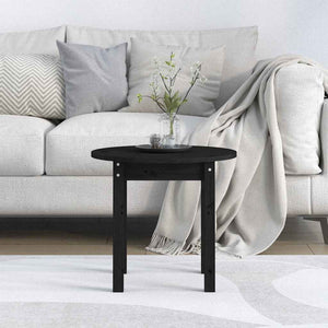 Schwarzer Couchtisch Kiefer Massivholz Ø45cm