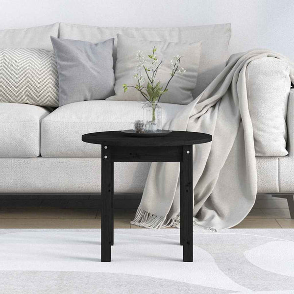 Schwarzer Couchtisch Kiefer Massivholz Ø45cm