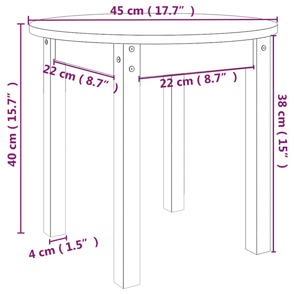 Schwarzer Couchtisch Kiefer Massivholz Ø45cm