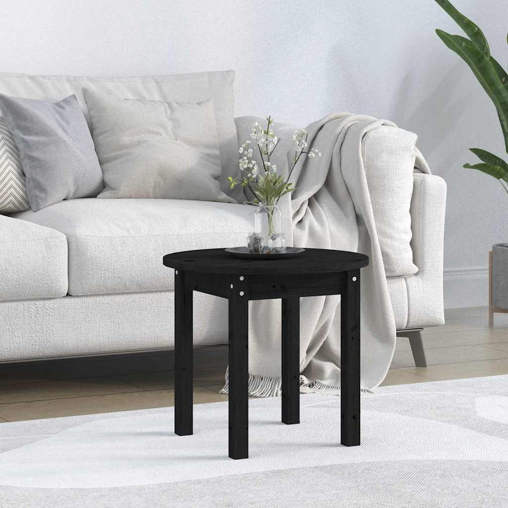 vidaXL Coffee Table Black Ø 45x40 cm Solid Pine Wood
