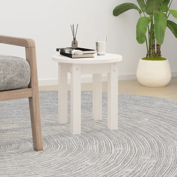 vidaXL Table basse blanc Ø 35x35 cm Pin massif