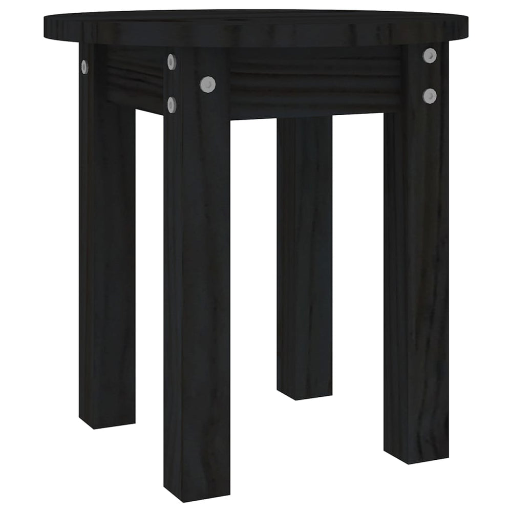 vidaXL Coffee Table Black Ø 35x35 cm Solid Pine Wood