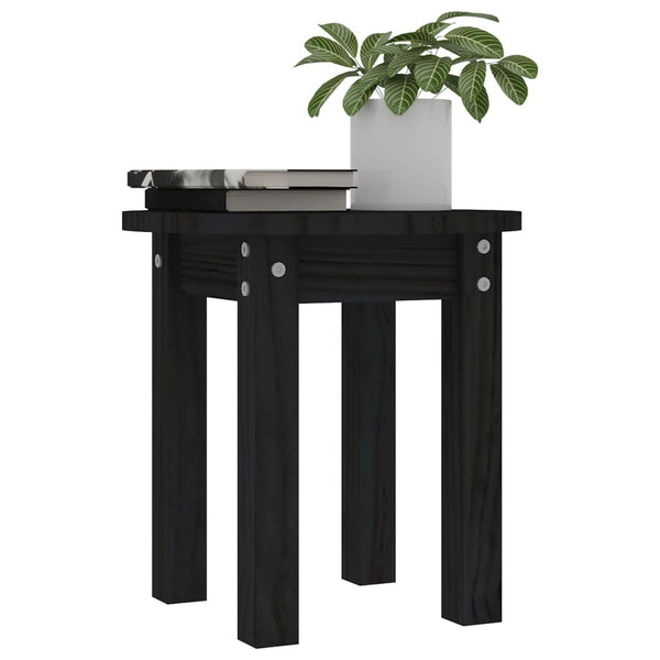 Schwarzer Couchtisch Kiefer Massivholz Ø 35cm