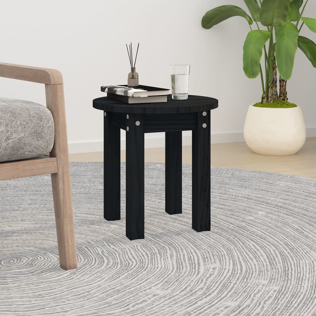 Schwarzer Couchtisch Kiefer Massivholz Ø 35cm