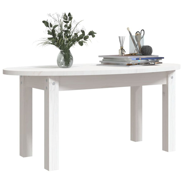 vidaXL Table basse blanche 80x40x35 cm Bois de pin massif