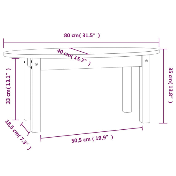 vidaXL Table basse blanche 80x40x35 cm Bois de pin massif