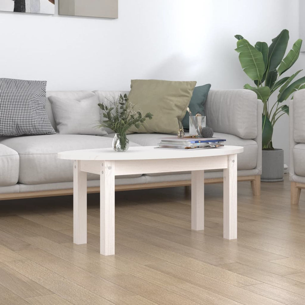 Weißer Couchtisch Kiefer Massivholz 80x40 cm