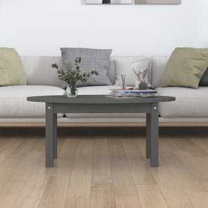 Grauer Couchtisch Kiefer Massivholz 80x40 cm