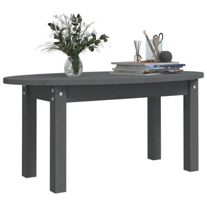 Grauer Couchtisch Kiefer Massivholz 80x40 cm