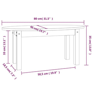 Grauer Couchtisch Kiefer Massivholz 80x40 cm