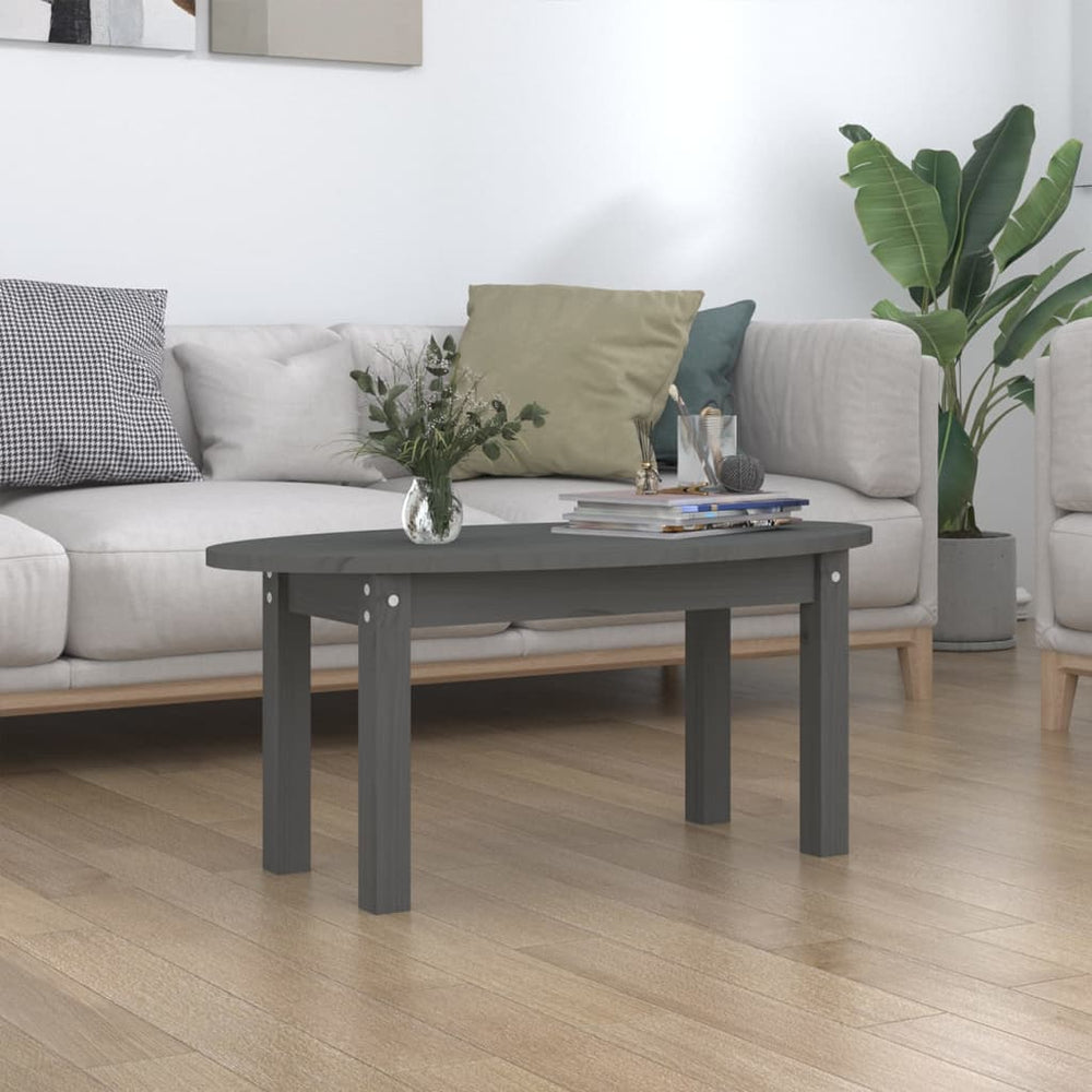 vidaXL Coffee Table Grey 80x40x35 cm Solid Pine Wood