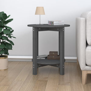 Grauer Couchtisch Kiefer Massivholz Ø 55cm