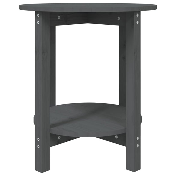 Grauer Couchtisch Kiefer Massivholz Ø 55cm