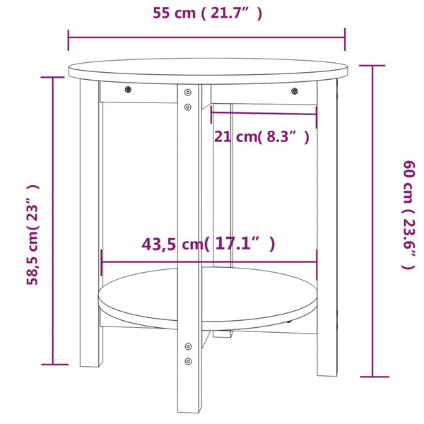 Grauer Couchtisch Kiefer Massivholz Ø 55cm