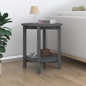 Grauer Couchtisch Kiefer Massivholz Ø 55cm