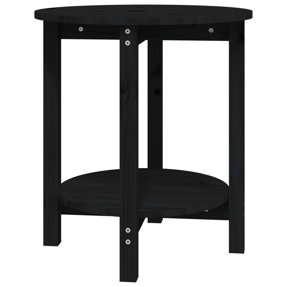 Schwarzer Couchtisch Ø 55cm Kiefer Massivholz