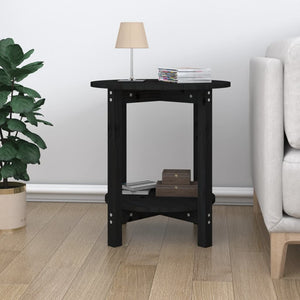 Schwarzer Couchtisch Ø 55cm Kiefer Massivholz