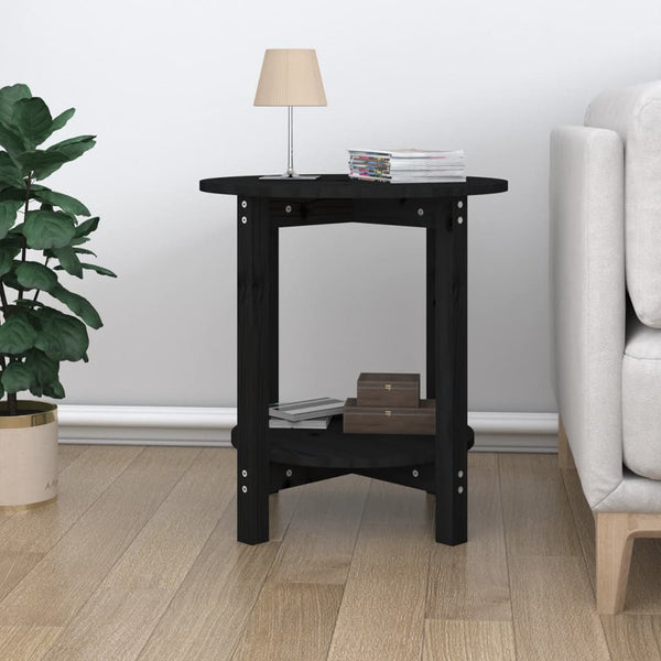 Schwarzer Couchtisch Ø 55cm Kiefer Massivholz