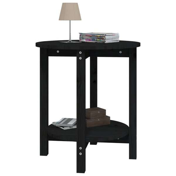 Schwarzer Couchtisch Ø 55cm Kiefer Massivholz