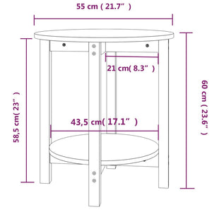 Schwarzer Couchtisch Ø 55cm Kiefer Massivholz