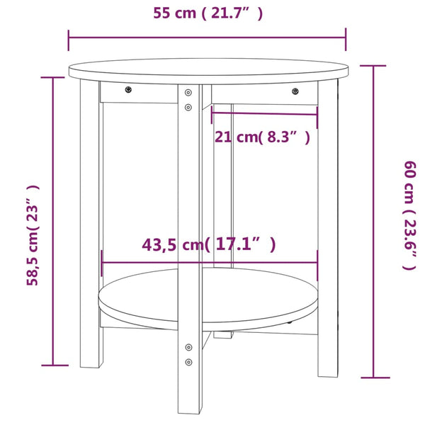 Schwarzer Couchtisch Ø 55cm Kiefer Massivholz