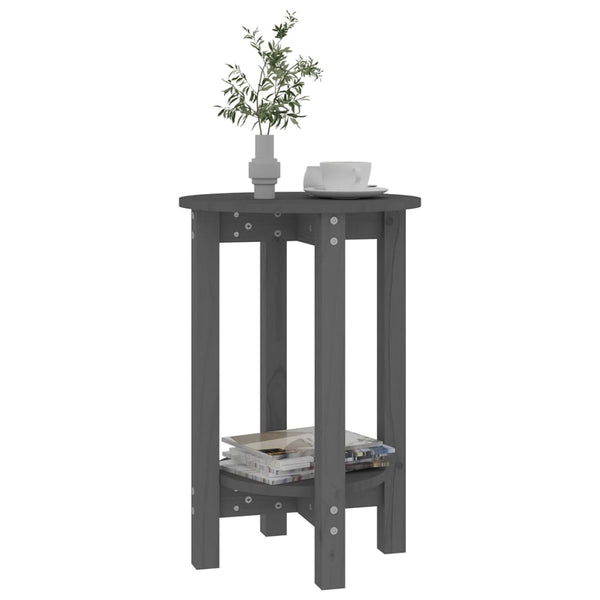 Grauer Couchtisch Kiefer Massivholz Ø 40x60cm
