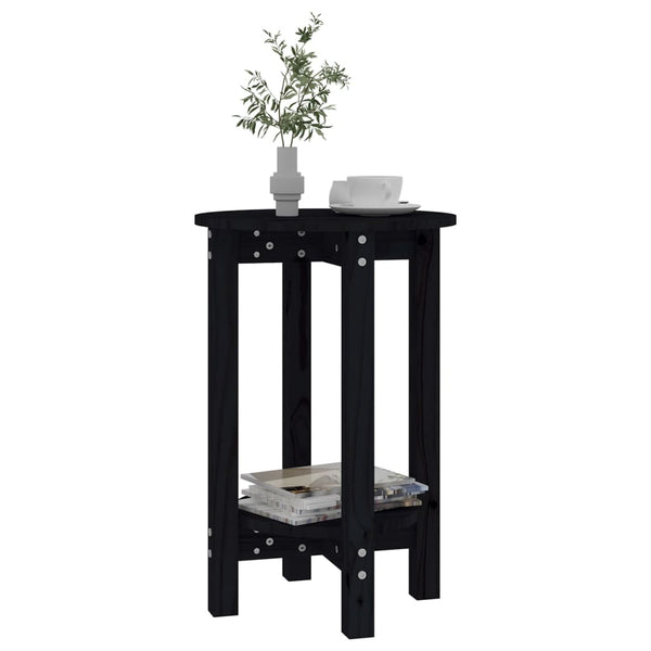 Schwarzer Couchtisch Kiefer Massivholz Ø 40x60 cm