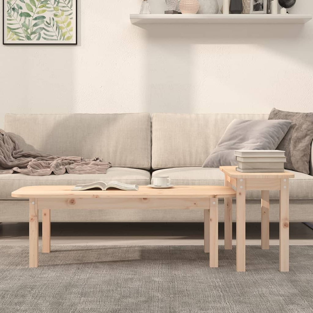 2-teiliges Couchtisch-Set Kiefer Massivholz