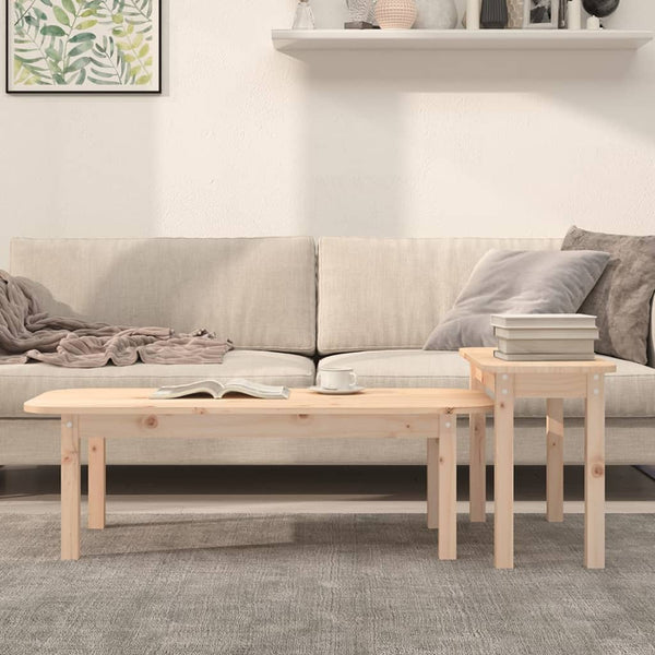 2-teiliges Couchtisch-Set Kiefer Massivholz
